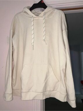 Men's Cream Zip-Up Hoodie Sweater